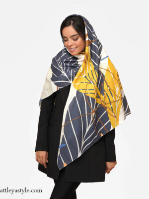 روسری طوسی زرد