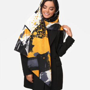 روسری زرد مشکی طوسی