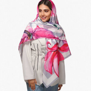 خرید روسری طوسی صورتی