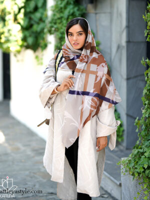 روسری کرم قهوه ای