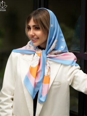 روسری آبی ابریشمی