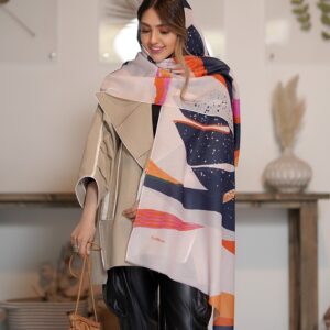 شال نارنجی و سرمه ای