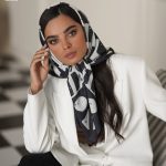 روسری طرحدار مشکی و سفید