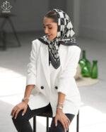 روسری طرح چهارخانه مشکی سفید