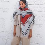روسری طرحدار طوسی