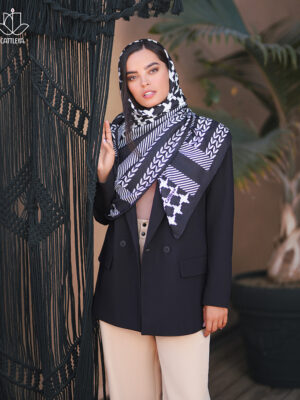 روسری پیچازی سفید مشکی