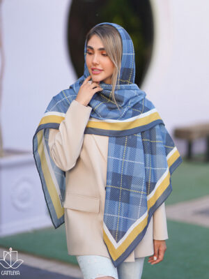 روسری چهارخونه آبی