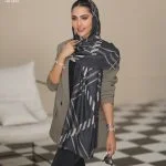 شال مشکی طوسی