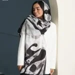 شال نوشته سفید مشکی