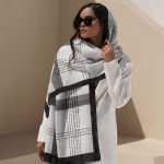 شال چهارخانه سفید مشکی