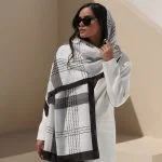 شال چهارخانه سفید مشکی