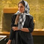 مدیوم اسکارف سفید مشکی