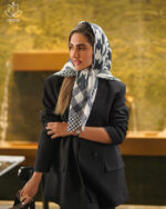 مدیوم اسکارف سفید مشکی