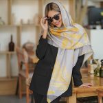 روسری طوسی زرد