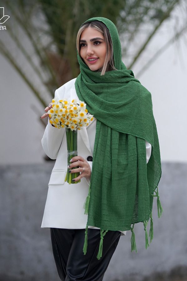 شال پلیسه سبز چمنی