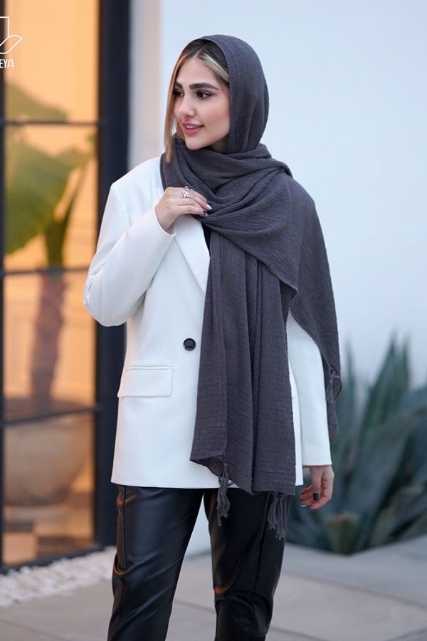 شال پلیسه طوسی تیره