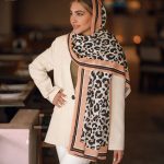 شال پلنگی نارنجی کرم