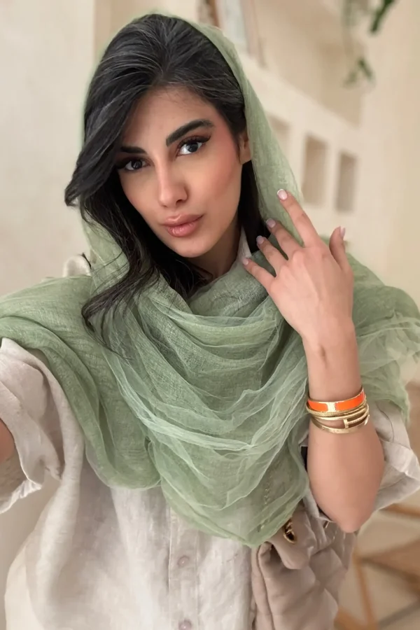 شال حریر مجلسی سبز
