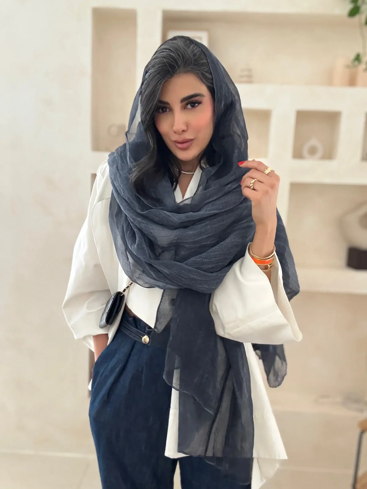 شال وارداتی سرمه ای