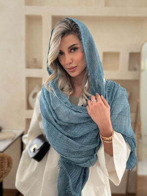 شال آبی لینن