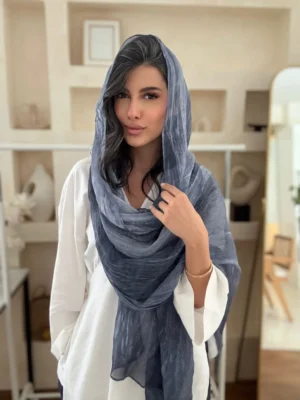 شال حریر سرمه ای