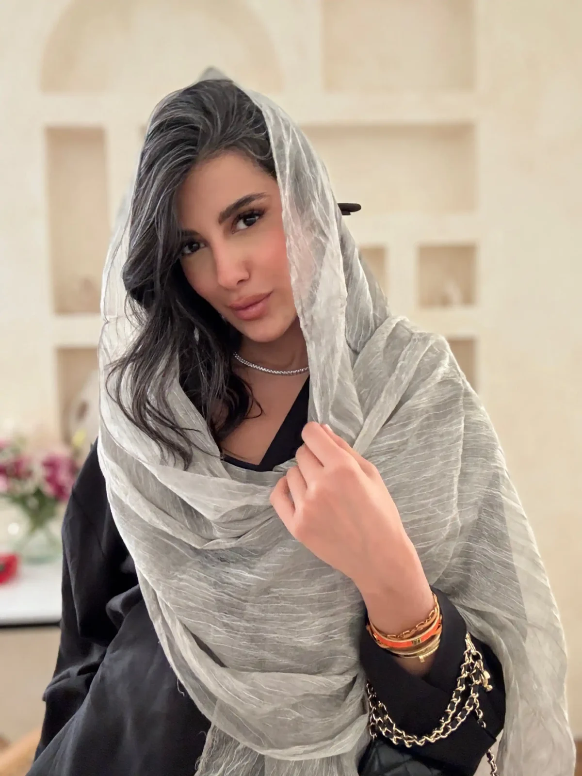 شال حریر طوسی
