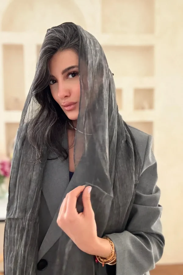 شال حریر ذغالی