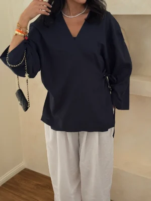 شومیز سرمه ای لینن