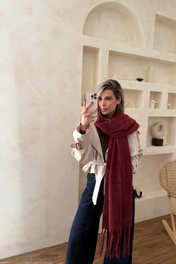 شال تک رنگ مارون کد 1084