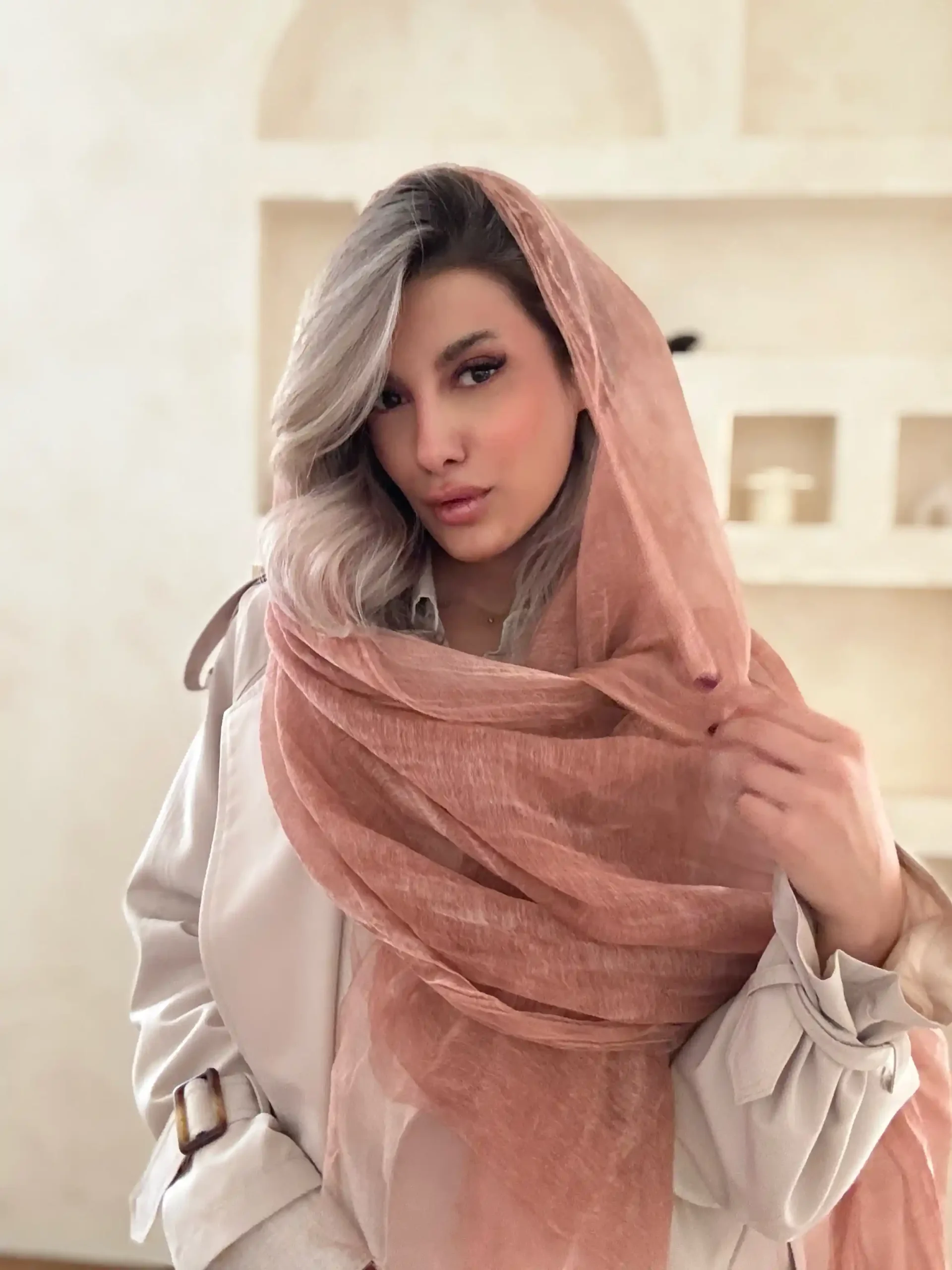 شال حریر دو لایه کد 900