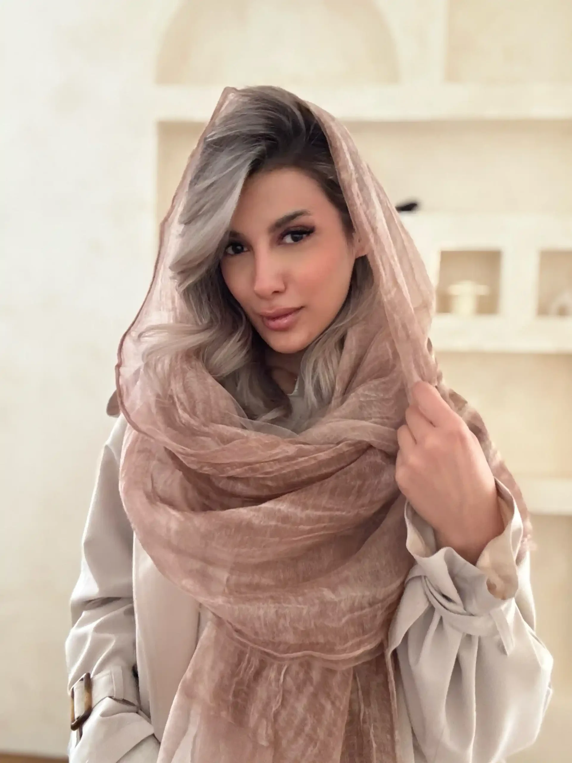 IMG_901 شال حریر دو لایه کد 901 - Image 1