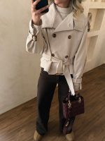 ترنچ کت کراپ استخوانی یقه ایستاده - Image 5