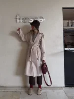 ترنچ کت کلاسیک بلند استخوانی - Image 5