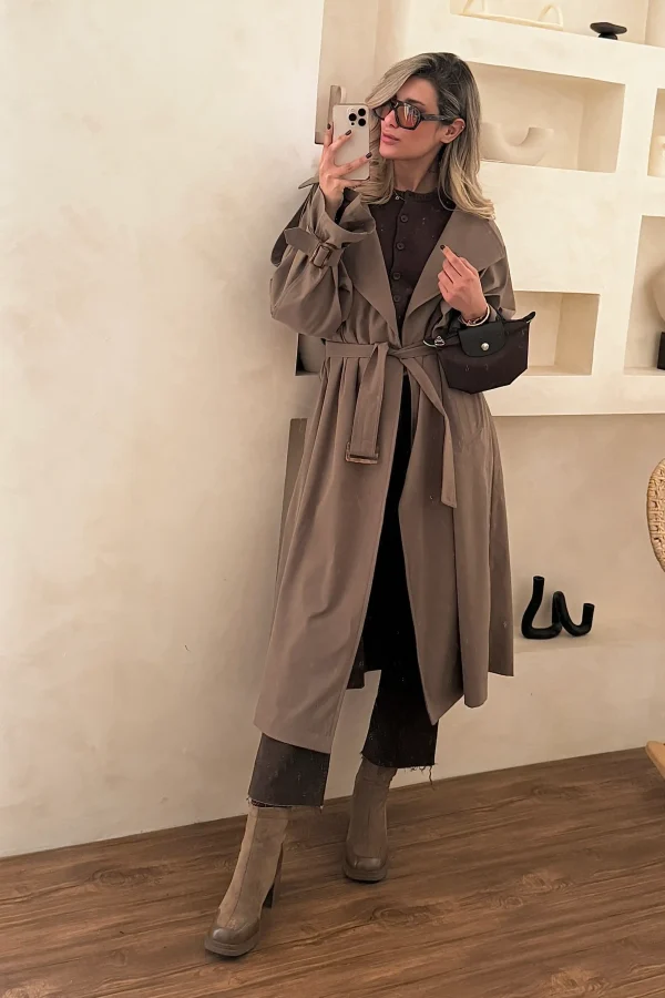 ترنچ کت بلند یشمی