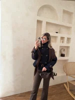 ترنچ کت کراپ سرمه ای