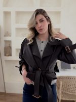 ترنچ کت کراپ مشکی