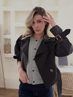 ترنچ کت کراپ مشکی - Image 2