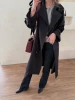 ترنچ کت کلاسیک بلند مشکی - Image 3