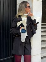 ترنچ کت کراپ مشکی - Image 2