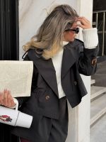 ترنچ کت کراپ مشکی