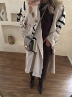 ترنچ کت کلاسیک بلند استخوانی کتان زارا - Image 4