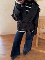 ترنچ کت متوسط مشکی - Image 3