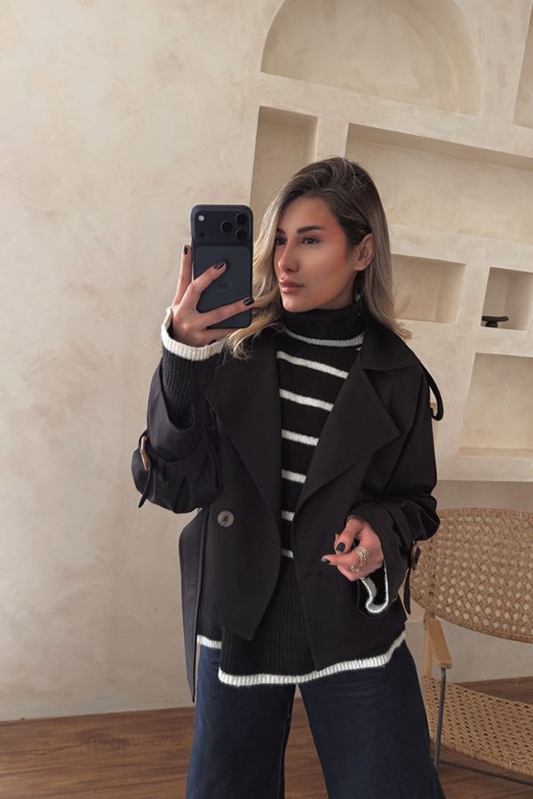 ترنچ کت متوسط مشکی