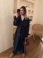 ترنچ کت اُور بلند سرمه ای