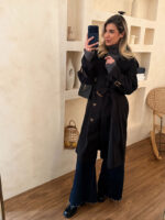 ترنچ کت کلاسیک بلند مشکی ۲