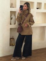 ترنچ کت نسکافه ای یقه ایستاده - Image 5