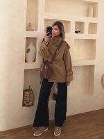 ترنچ کت نسکافه ای یقه ایستاده - Image 3