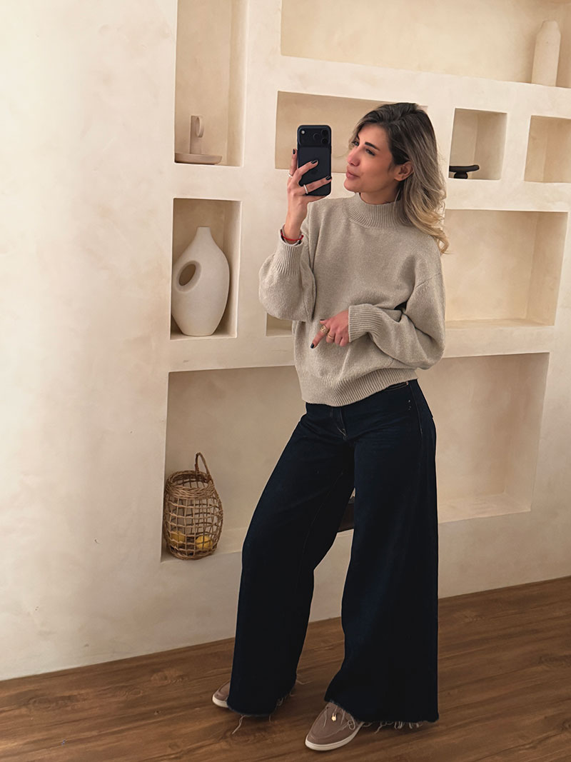 پلیور موهر یقه ایستاده خاکی