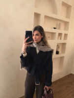 ترنچ کت کراپ سرمه ای