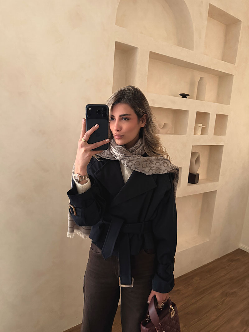 کرتب سرمه ای (1) ترنچ کت کراپ سرمه ای - Image 1